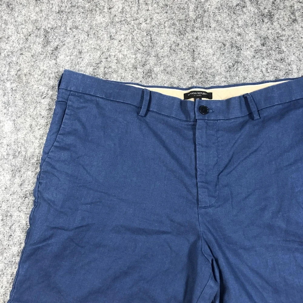 Banana Republic Shorts Mens 40 Blue Linen Blend Chino 7 Inch Casual Summer